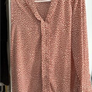 SHEIN Pink and White Patterned Blouse